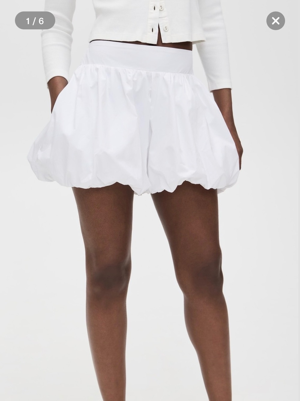 Susana Monaco Poplin Bubble Shorts Sugar White Size Medium